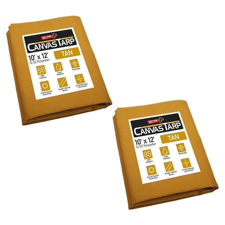 Mytee Products 10 ft x 12 ft Tan Canvas Tarp 12oz Heavy Duty Water Resistant, 2PK CT10-12-Tx2