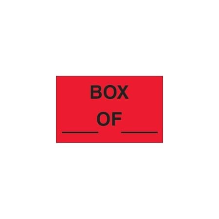 Bubblefast 1 1/4 x 2'' - ''Box _ Of _'' Fluorescent Red Labels BFDL1158