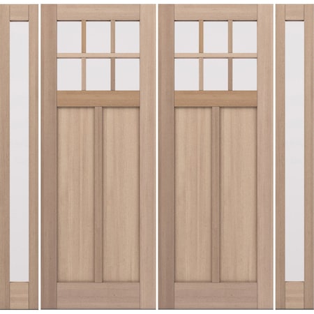 Doornmore CRF-P2G6, 103" x 98" ( 2x36" Door + 2x12" Side) Left Hand, Mahogany SDL 6 Lite Exterior Door CRF-P2G6-SW-3696-G101-SL_2-2_LI