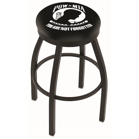 Holland Bar Stool Co 30" Blk Wrinkle POW/MIA Swivel Bar Stool, Accent Ring L8B2B30POWMIA