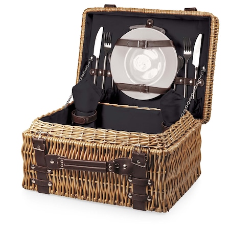 Picnic Time Family Of Brands Champion Picnic Basket, Black with Brown Accents 208-40-179-000-0