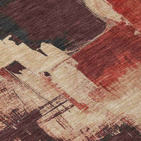 Homeroots 5' X 8' Brick Red And Red Abstract Washable Indoor Outdoor Area Rug 609161