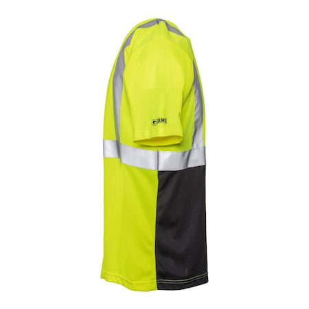 Game Workwear Hi-Vis T-Shirt, 100% Spun Birdseye Polyester Microfiber, Hi Vis Lime, XL 2201