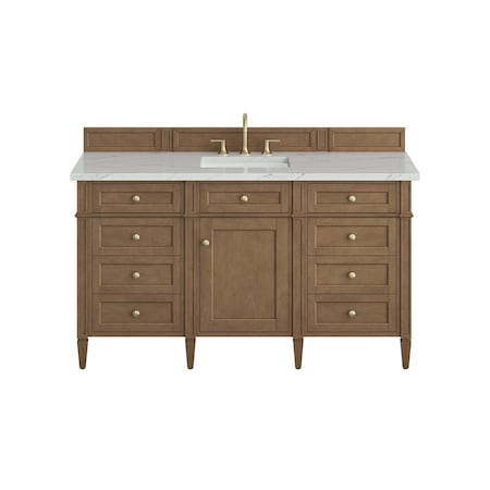 James Martin Vanities Brittany 60" Single Vanity, Pecan w/ 3 CM Ethereal Noctis Silestone Top 655-V60S-PCN-3ENC