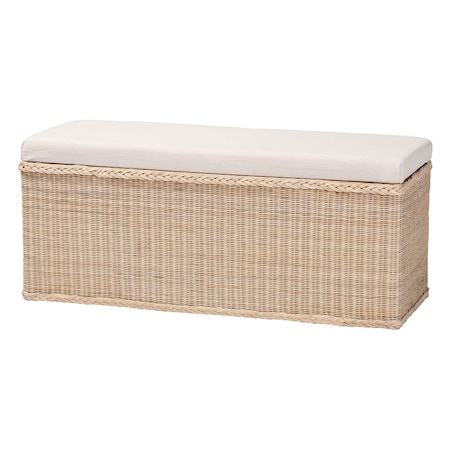 Bali & Pari Barid Braided Natural Rattan Storage Bench, 45" Rectangle 259-14272-ZORO