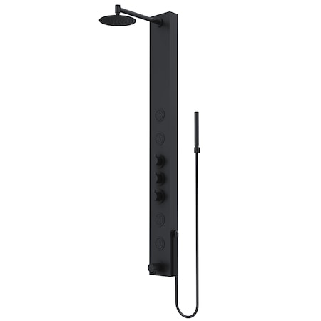 Vigo 59 in. H x 6 in. W 4-Jet Shower Panel System with Head, Tub Filler and Hand Shower Wand, Matte Black VG08022MB