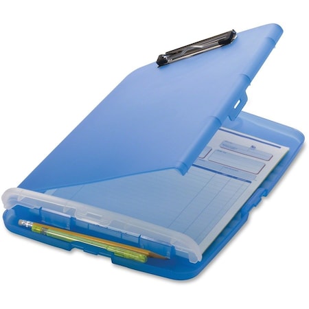Officemate Slim Clipboard with Storage Box, Low Profile Clip & Storage Compartment, Blue 83304