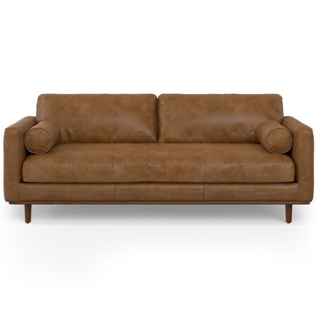 Homeroots 89" Brown Leather Sofa 640988