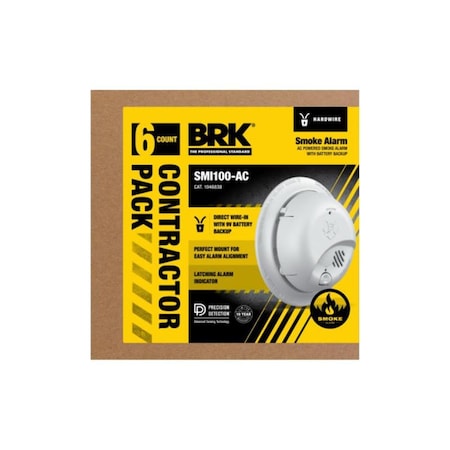 Ademco 120V AC Smoke Alarm, 6PK 131040