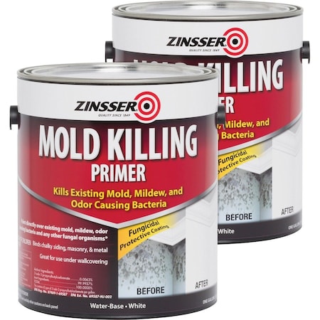 Zinsser Mold Killing Primer, Interior/Exterior, Flat White, 1 gal Bucket/Pail, 2PK 276049CT