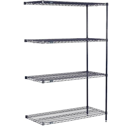 Global Industrial Nexel 4 Shelf, Nexelon Blue Wire Shelving Unit, Add On, 48"W x 21"D x 74"H B969709