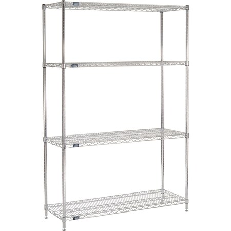 Global Industrial Nexel 4 Shelf, Chrome ESD Wire Shelving Unit, Starter, 72"W x 12"D x 74"H B3150033