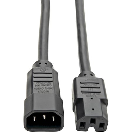 Eaton Tripp Lite Series Power Cord C14 to C15 - Heavy-Duty, 15A, 250V, 14 AWG, 10 ft. 3.05 m, Black P018-010