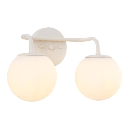 Jonathan Y Louis Parisian Globe 15" 2-Light Metal/Frosted Glass Modern Contemporary LED Vanity Light, Almond JYL3535C