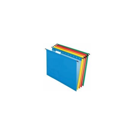 Pendaflex SureHook 1/5 Tab Cut Letter Recycled Hanging Folder, 8 1/2inx11in, Red, Blue, Orange, Yellow, 20PK 615215ASST
