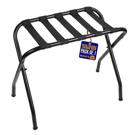Lifemaster Foldable Luggage Rack, Steel Frame, 100 lbs Capacity, Space-Saving, Black LMLUGG1P