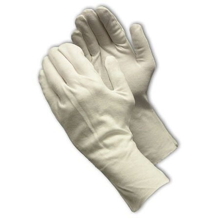 Cleanteam Heavy Weight Cotton Lisle Inspection Glove with Unhemmed Cuff, 12", 12PK 97-541/12