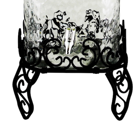 Gibson Home Moreauville 3 Piece 2.25 Gallon Square Embossed Glass Beverage Dispenser with Wire Stand 100366.03