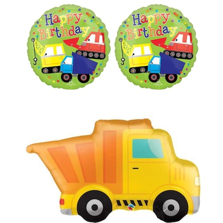 Loonballoon 41 inch DUMP TRUCK Set and 2 pcs 17 inch HAPPY BIRTHDAY TRUCKS LB-45949-01-A-P