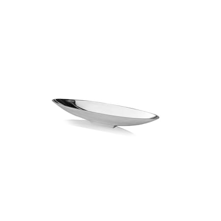 Homeroots 20in Contempo Shiny Silver Short Boat Tray 354894