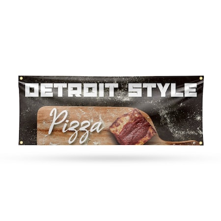 Signmission Detroit Style Pizza, 18 Inch x 48 Inch, Vinyl Banner B-30544