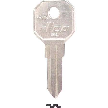 Kaba Ilco Nickel Plated Gas Cap Key, 1611R, 10PK AA00019222