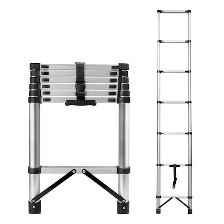 Wrightmaster 8.56 ft. Portable Aluminum Extension Ladder with Non-Slip Feet, 330 lbs. Load Capacity ZOR-P390798