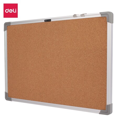 Deli Cork Board 24x36, Self-Healing Natural Cork, Aluminum Frame, Yellow E39053