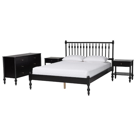Baxton Studio Denita Bedroom Set, Black, Full 271-14731-14742-14738-14738-ZORO