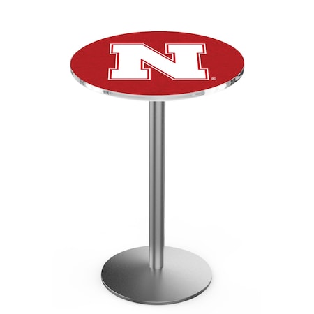 Holland Bar Stool Co 42" Stainless Steel Nebraska Pub Table, 36" dia. Top L214S4236NebrUn