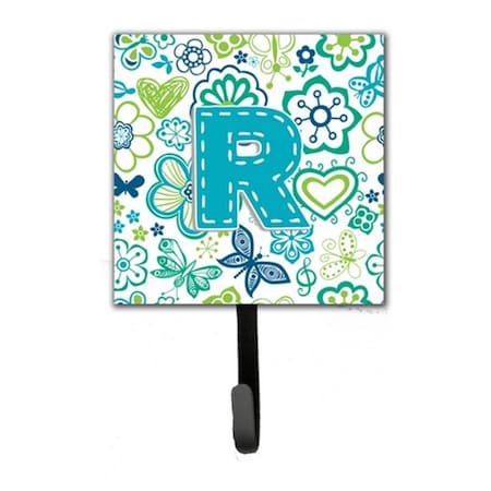 Carolines Treasures Letter R Flowers And Butterflies Teal Blue Leash and Key Holder CJ2006-RSH4