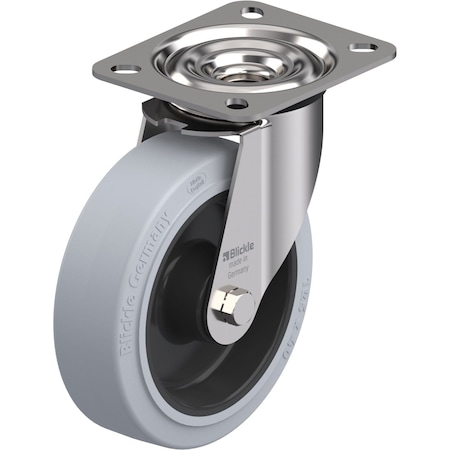 Zoro Select Swivel Plate Caster, Rubber, 5 in., 330 lb.A LEX-POEV 125XR-SG