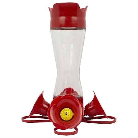 Perky-Pet Bird Feeder, 8 oz, 4PortPerch, GlassPlastic, Bright Red, 838 in H 203CPBN