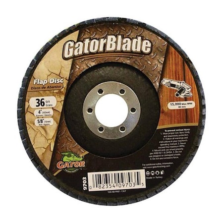 Gator Grit 9703 4 x 0.63 in Disc Flap Type 36 Grit 2463917