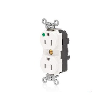 Leviton Straight Blade Receptacle, 5-15R, 15 A, 125V AC, Surface Mount, Self-Grounded M8200-ILW