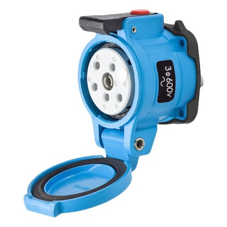 Meltric DS20 RECEPTACLE POLY BLUE SIZE 2 TYPE 4X 3P+G 20 A 600 VAC 60 Hz +2 AUX TYPE 4X WATERTIGHTNESS 33-14143-972-4X