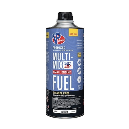 Vp Racing Fuels Multi-Mix Premix 2-Cycle Fuel, Aromatic Hydrocarbon, 1 qt, Can 6815