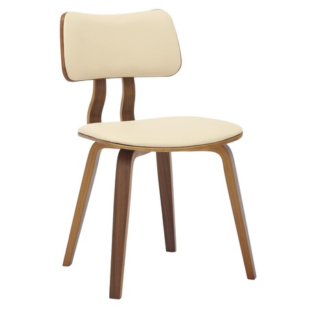 Leisuremod Modern Wooden Dining Chair, Walnut Color Frame in Cream, Clivo Collection CDWN-18CR
