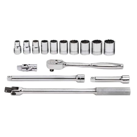 Williams Socket and Tool Set, 1/2" D, 12Pt, 15pcs., JHWWSS-15FTB JHWWSS-15FTB