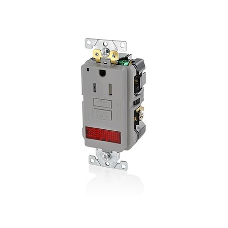 Leviton Self-Test GFCI Receptacle, Combination with Light, 15 Amp, 125 Volt, 5-15R NEMA GFPL1-PLG