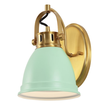 Jonathan Y Phineas 7" 1-Light Adjustable Farmhouse Bohemian Iron LED Vanity Light, Mint Green/Brass Gold JYL1114D