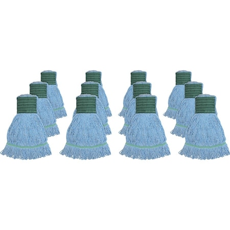 Genuine Joe Wide Band Loop Mophead - Medium - Synthetic Blend - Blue, 12PK GJOMBL5BCT