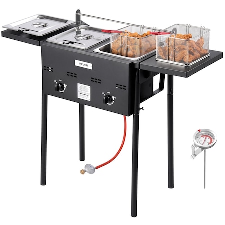 Vevor Outdoor Propane Dual Tank Deep Fryer for Commercial Use with Stand DBFY01