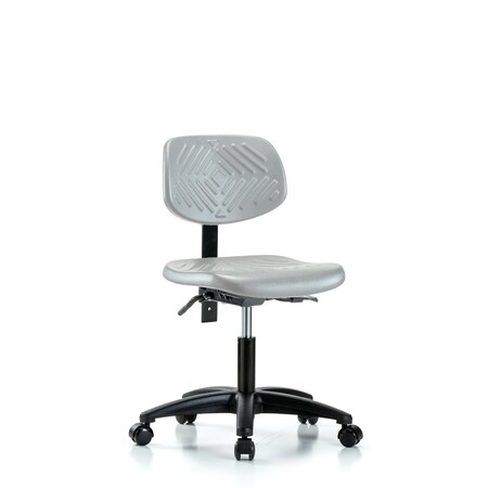 Blue Ridge Ergonomics Polyurethane Chair - Desk Height with Seat Tilt & Casters in Gray Polyurethane PDHCH-RG-T1-A0-RC-GRY