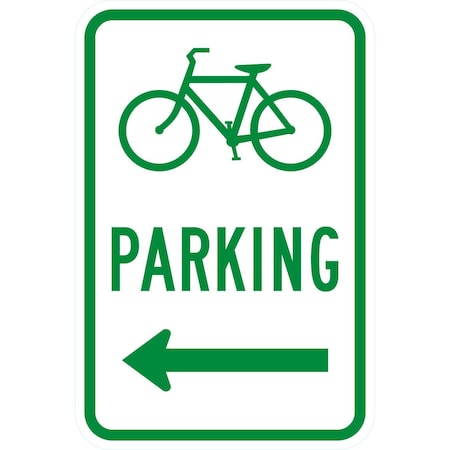Lyle Bicycle (Symbol) Parking (Left Arrow), 12x18, Diamond Grade, White G-2635-DG_12x18