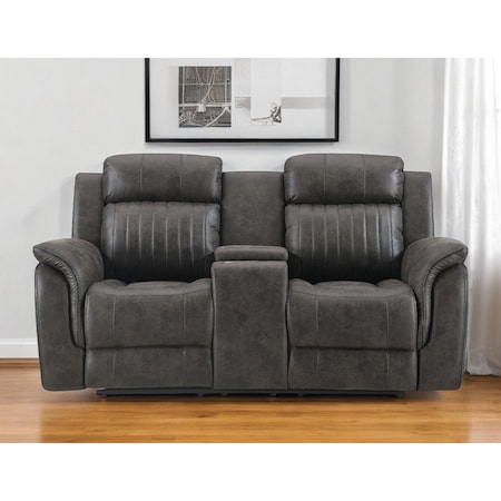 Homeroots 74" Gray Faux Leather Manual Reclining Loveseat With Storage 561568