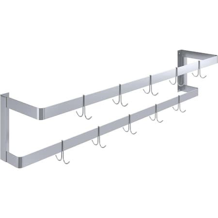 Amgood 60 in. Wall-Mounted Stainless Steel Double-Line Pot Rack AMG DPR-60-Z
