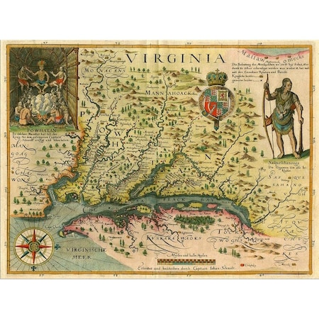 Homeroots 20" X 28" Map Of Virginia C1627 Vintage Poster Wall Art 391935