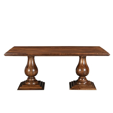 Homeroots 75" Dark Brown Wood Double Pedestal Base Dining Table 554334