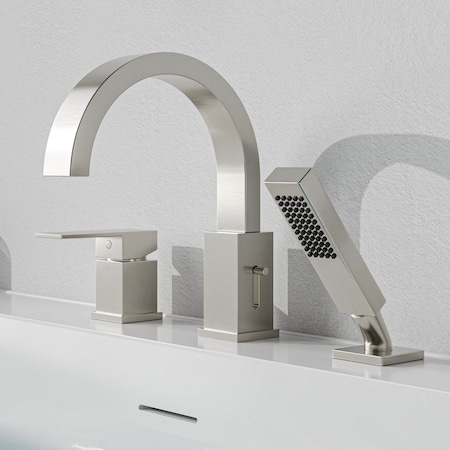 Anzzi Single-Handle Deck Mounted Bathtub Faucet - Brushed Nickel - Nite Series - FR-AZ473BN